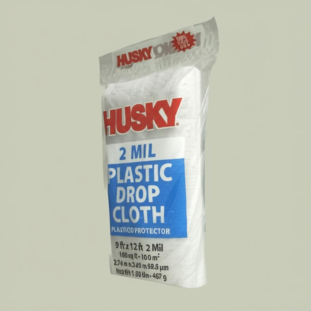 Husky Plastic Drop Cloth, 9 ft x 12 ft, Clear, 2 Mil