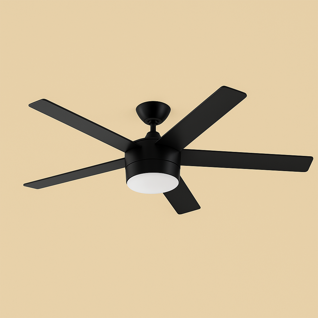 Home Decorators Collection Merwry 52 in. Matte Black Ceiling Fan with LED Light and Remote