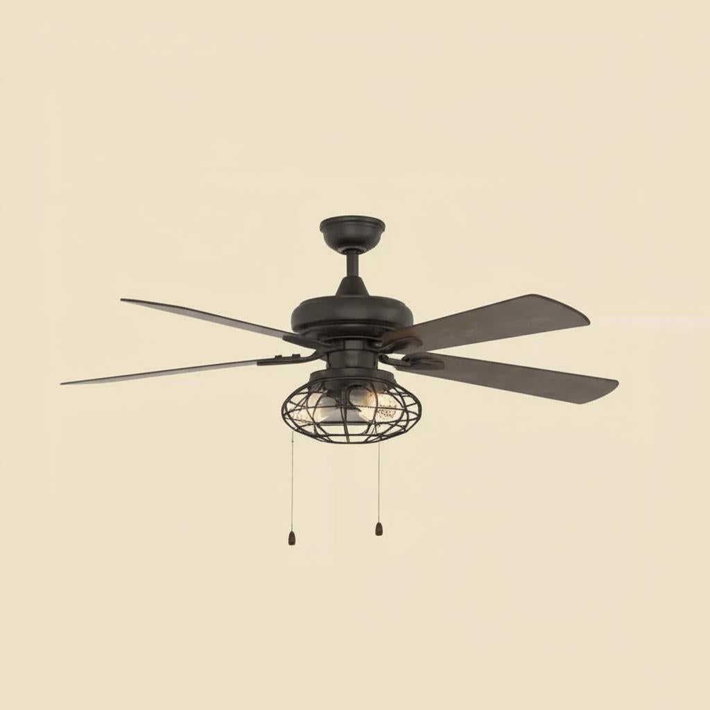 Home Decorators Collection Ellard 52 in. LED Indoor Matte Black Ceiling Fan with Light