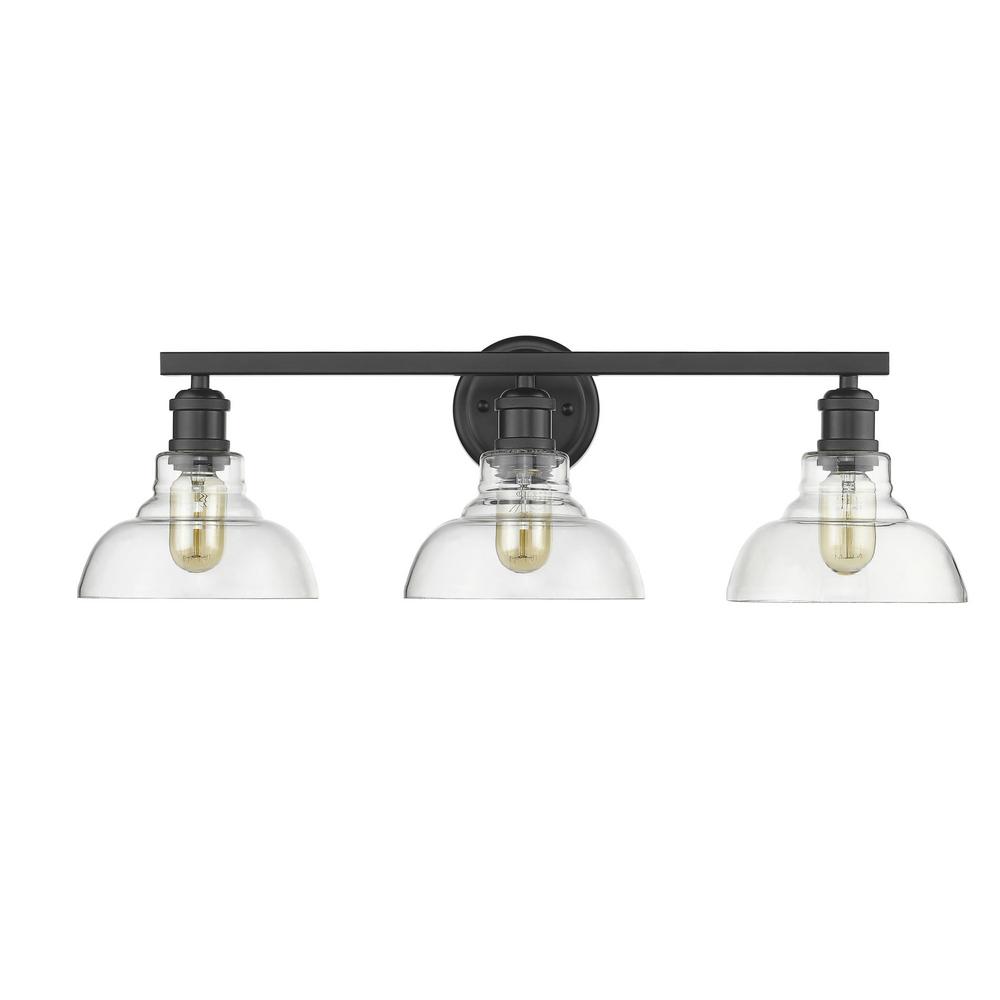 Carver 3-Light Black with Clear Glass Bath Vanity Light
