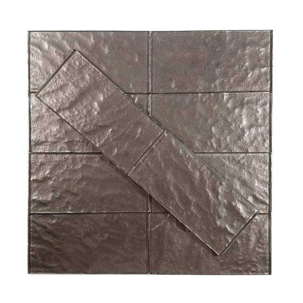 ABOLOS Metallics Amber Bay Brown Subway 3 in. x 6 in. Glossy Glass Wall Tile (1 Sq. ft./Pack)