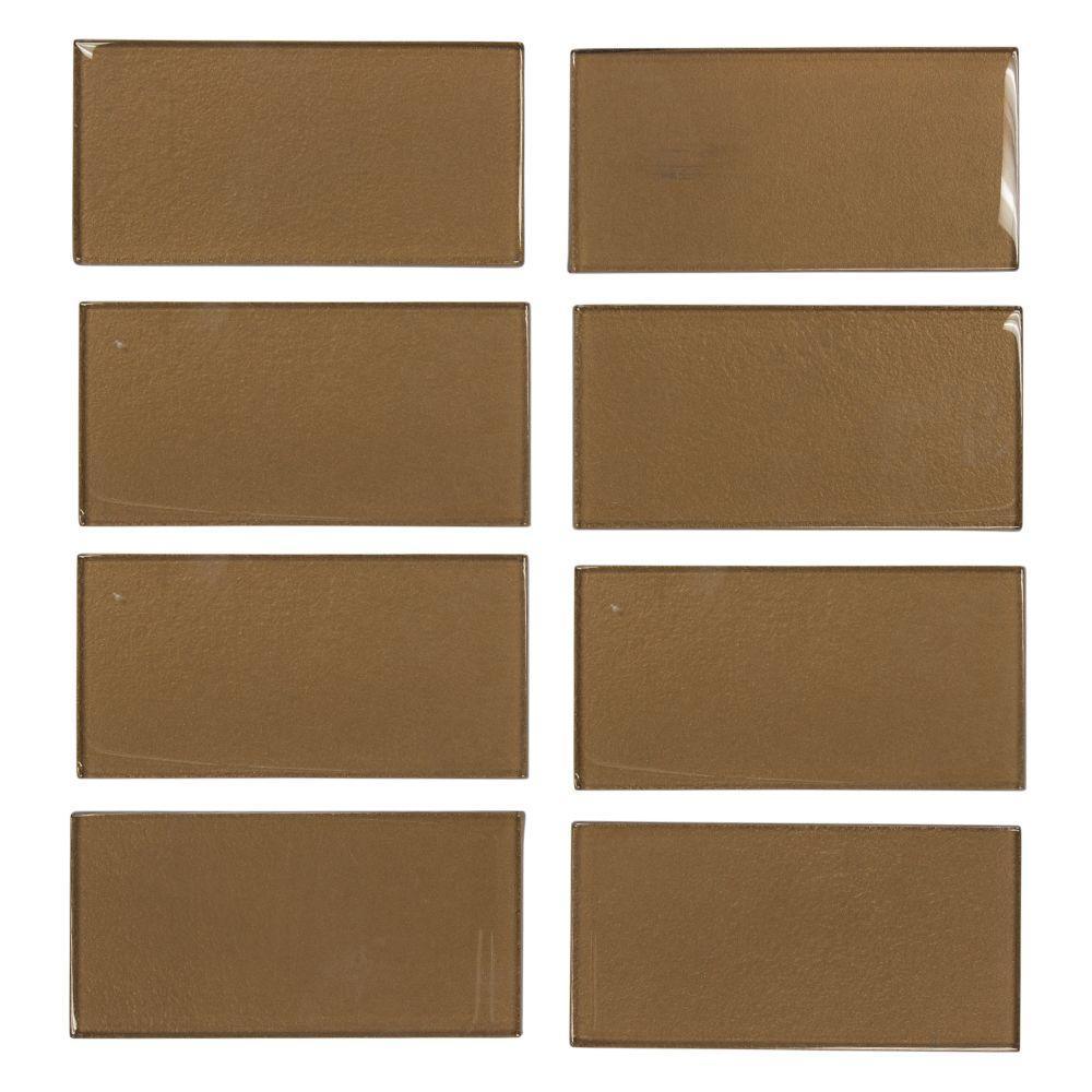 Jeffrey Court Lava Cake Cold Spray Browns/Tans 3 in. x 6 in. Glossy Glass Wall Tile (1 sq. ft. / pack)