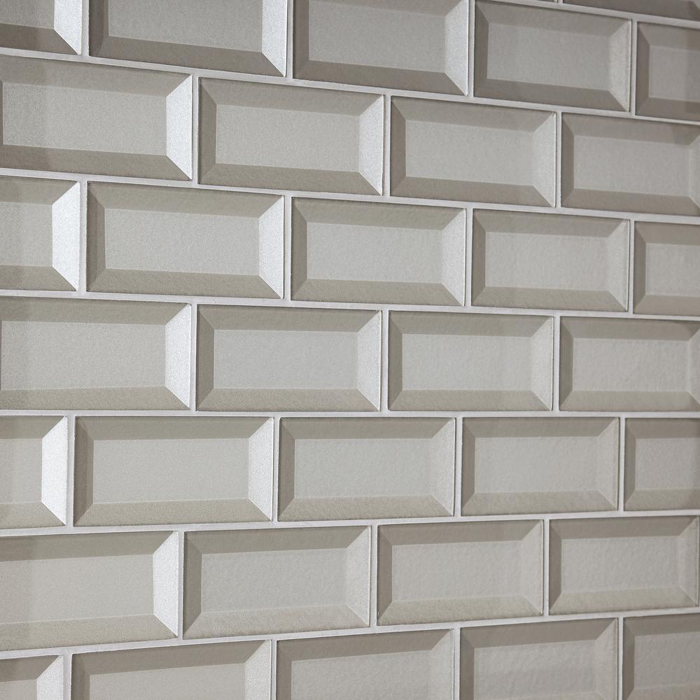 Marazzi Decor Accents Silver 12 in. x 12 in. x 8 mm Glass Brick Joint Mosaic Wall Tile (0.8 sq. ft. / piece)