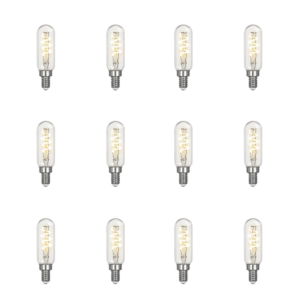 Feit Electric 25-Watt Equivalent T6 Candelabra Dimmable LED Clear Glass Vintage Light Bulb with Spiral Filament Bright White (12-Pack)