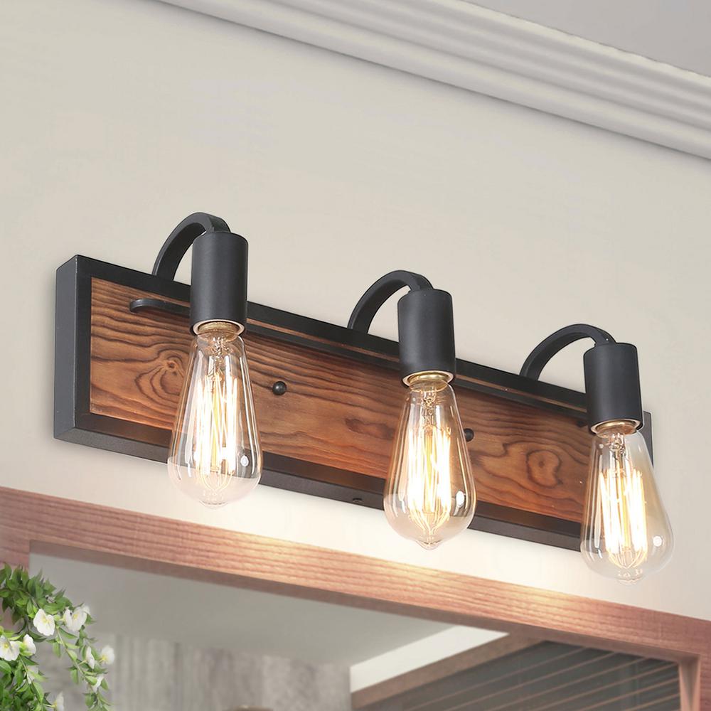 Wayner 3-Light Black Rustic Bathroom Vanity Light Water Pipe Wall Sconce