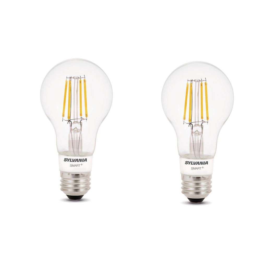 Sylvania + Bluetooth 40-Watt Equivalent A19 Dimmable Filament LED Smart Light Bulb Soft White (2-Pack)
