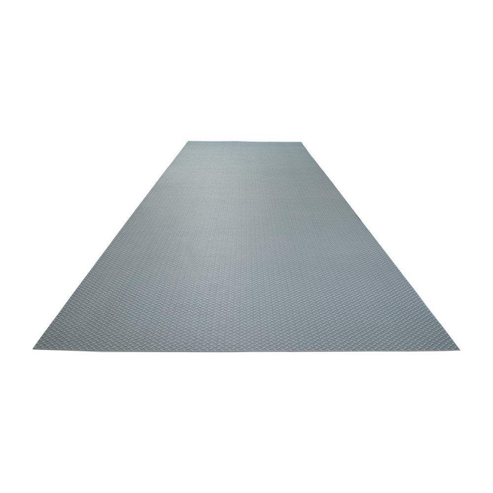 Armor All 2 ft. 5 in. x 18 ft. Diamond Plate Grey Commercial Polyester Garage Flooring