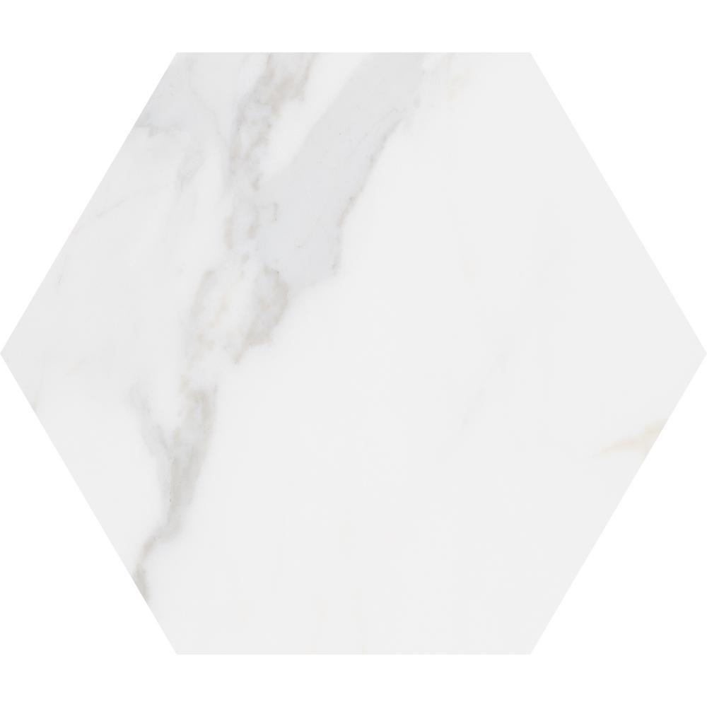 Toscana Carrara Hexagon 9 in. x 10 in. Matte Glazed Porcelain Floor and Wall Tile (8.06 sq. ft. / Case)