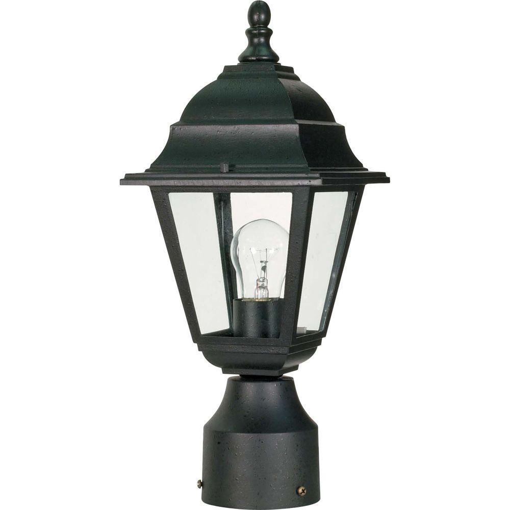6 in. 1-Light Textured Black Outdoor Post Mount Light