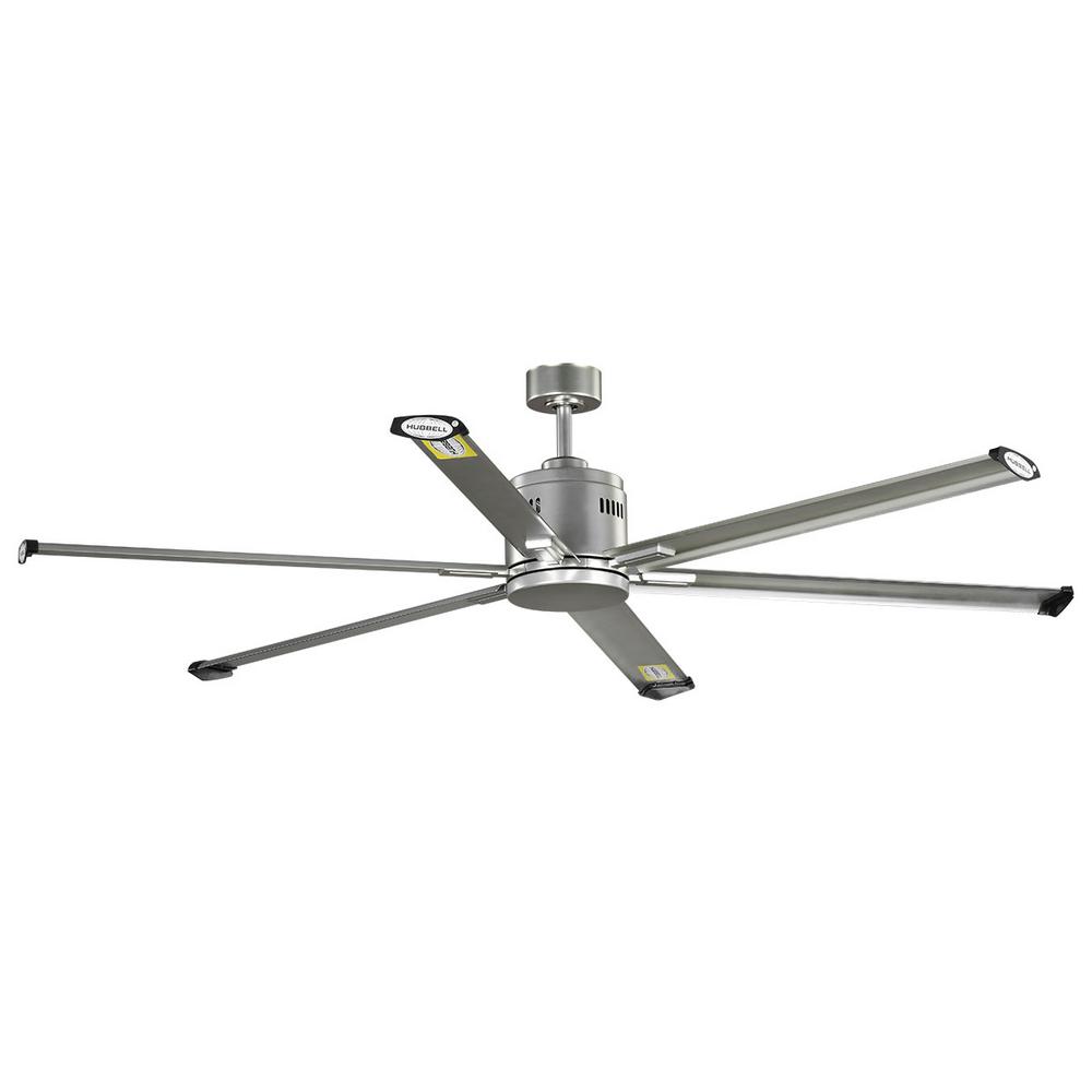 Hubbell Industrial 72 in. Indoor/Outdoor Nickel Dual Mount Ceiling Fan with Wall Control