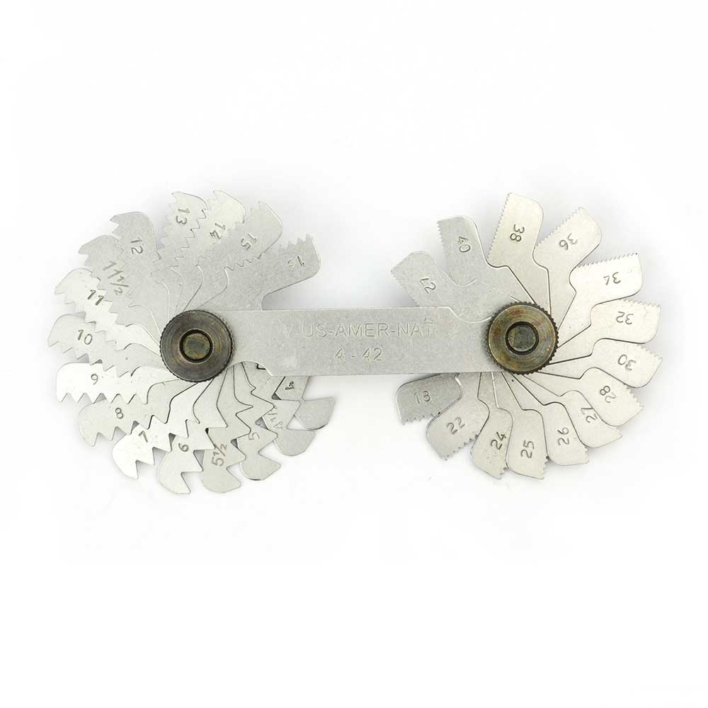 Screw Pitch Gauge 4-42 TPI, 28 Leaves, 60 Degree Threads