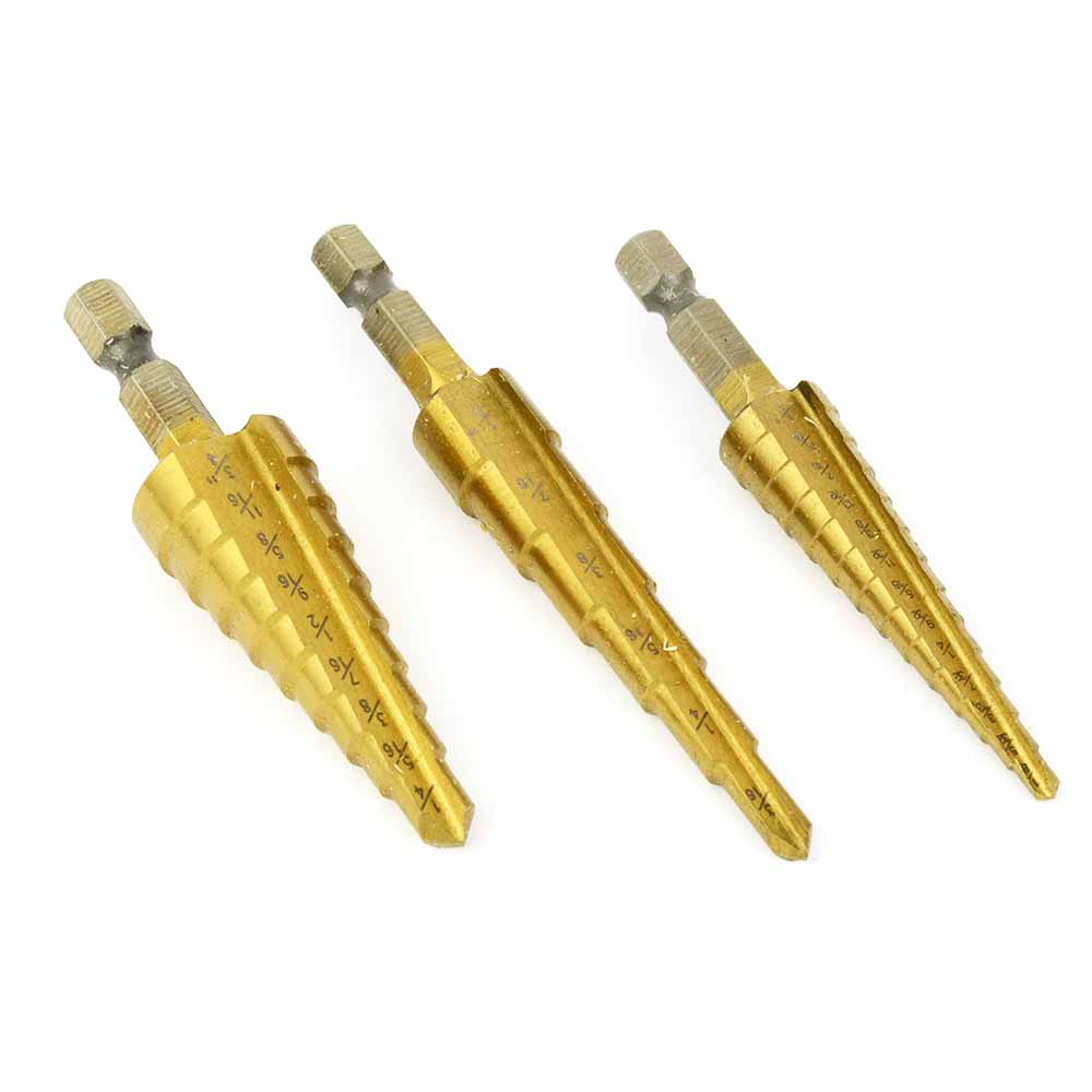 High Speed Steel Step Drill Bit Titanium Nitride Coated