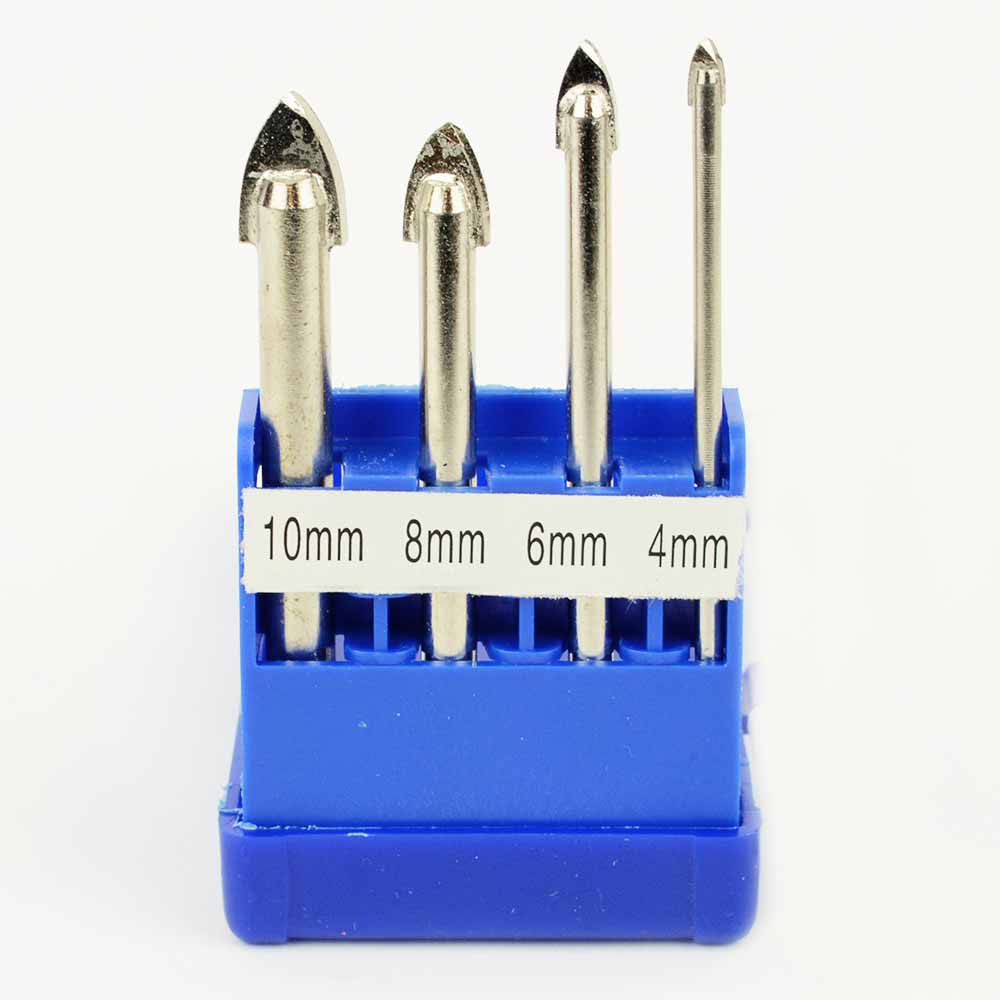 Diamond Tool Glass & Tile Drill Bit Set 4-Piece (4mm, 6mm, 8mm, 10mm)