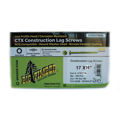 Big Timber CTX Series Structural Lag Screws Bulk Boxes