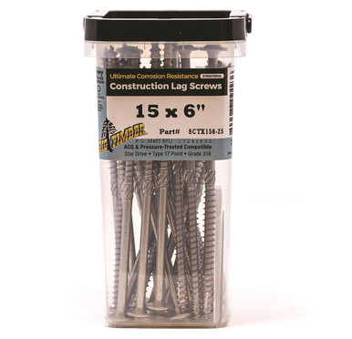 Big Timber SCTX Stainless Steel Construction Lag Screws 25PC Bucket