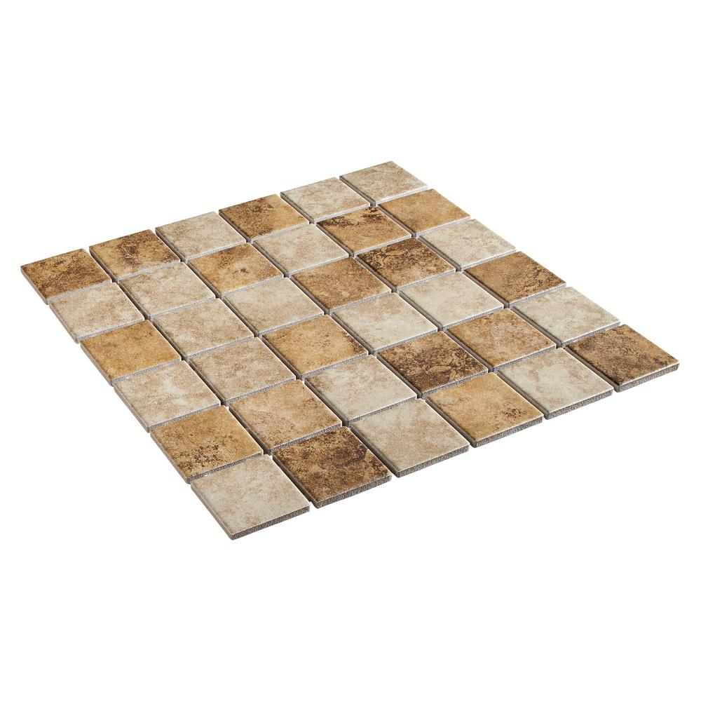 Daltile Rio Mesa Desert Sand 12 in. x 12 in. x 6 mm Ceramic Mosaic Floor and Wall Tile (1 sq. ft. / piece)