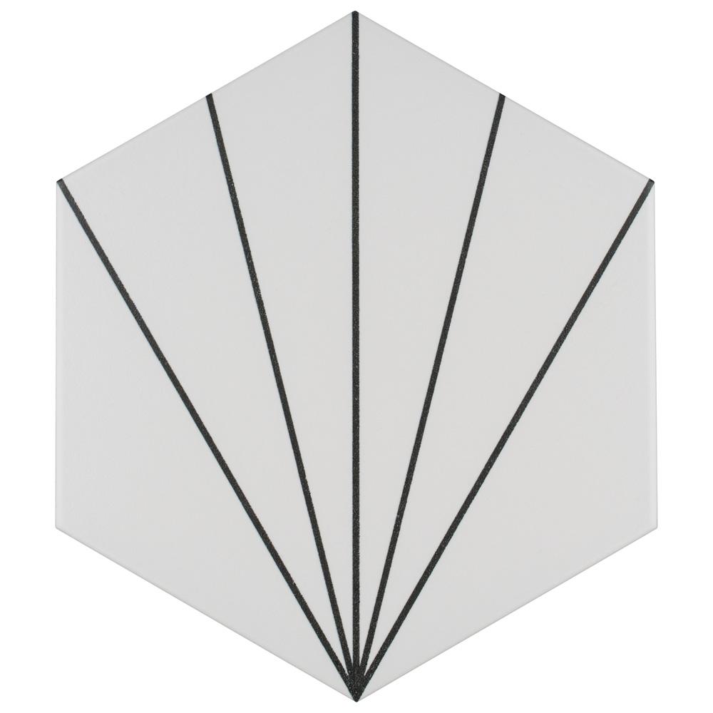 Merola Tile Aster Hex Blanco Encaustic 8-5/8 in. x 9-7/8 in. Porcelain Floor and Wall Tile (11.56 sq. ft. / case)