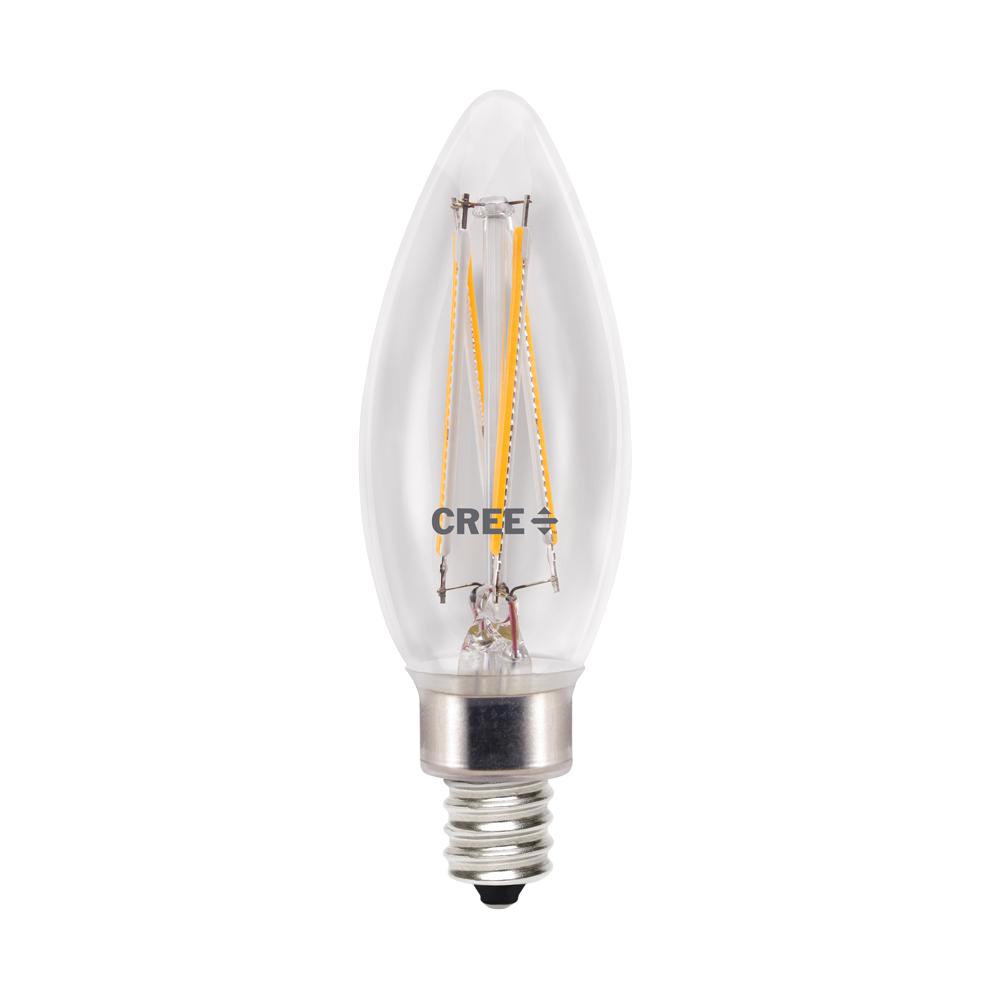 Cree 60-Watt Equivalent B11 Candelabra Exceptional Light Quality Dimmable E12 LED Light Bulb Soft White (2700K) (2-Pack)