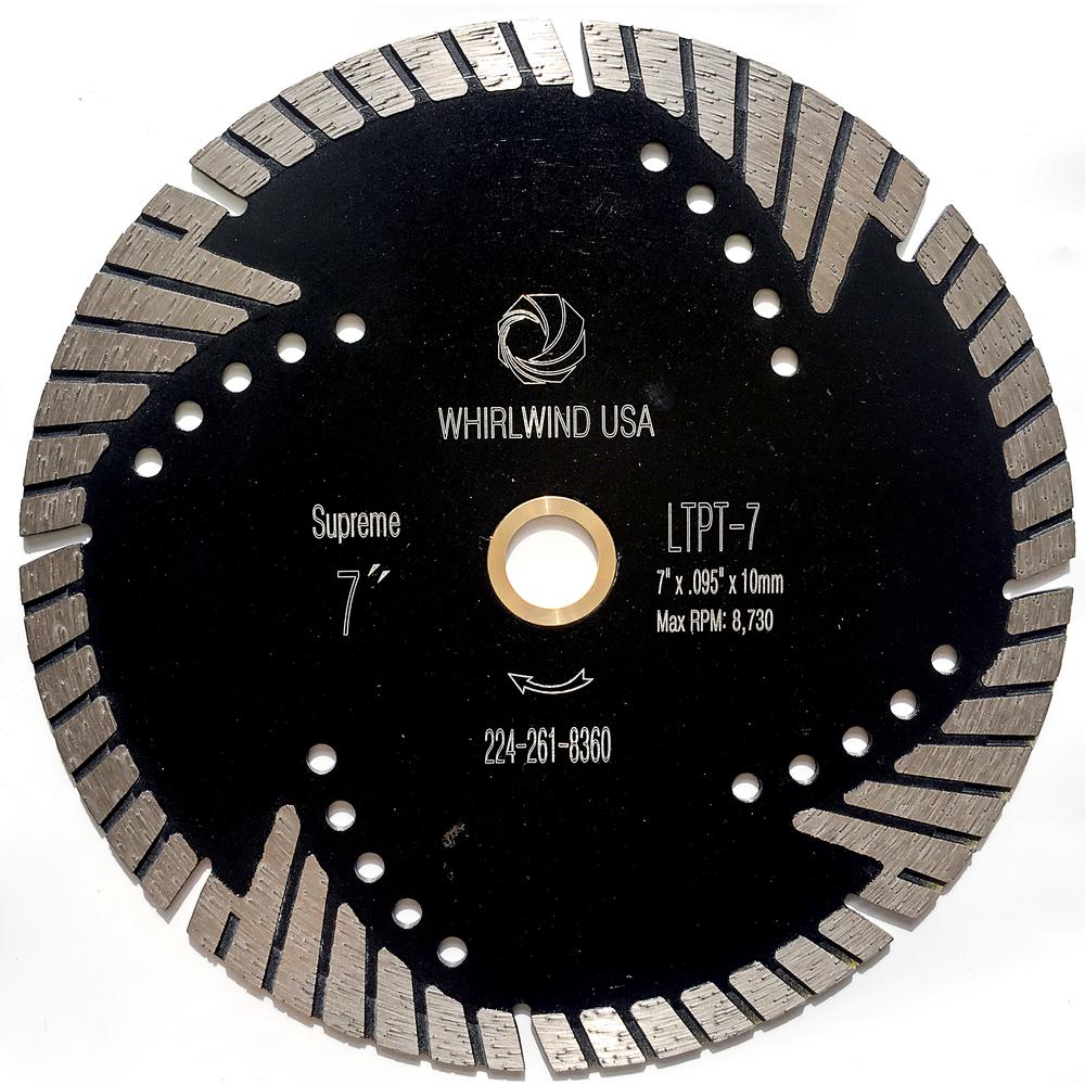 Whirlwind USA 7 in. Turbo 8-Teeth Segmented Diamond Saw Blade Granite Marble Concrete Cutting