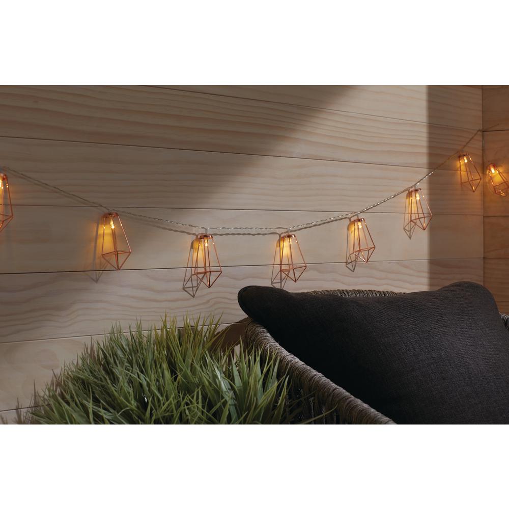 12 ft. 10-Light Battery Operated Metal Indoor Integrated LED String Lights