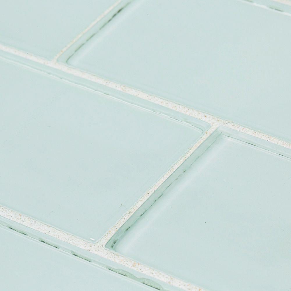 Jeffrey Court Morning Mist Blue 3 in. x 6 in. Glossy Glass Wall Tile (1 sq. ft./ pack)