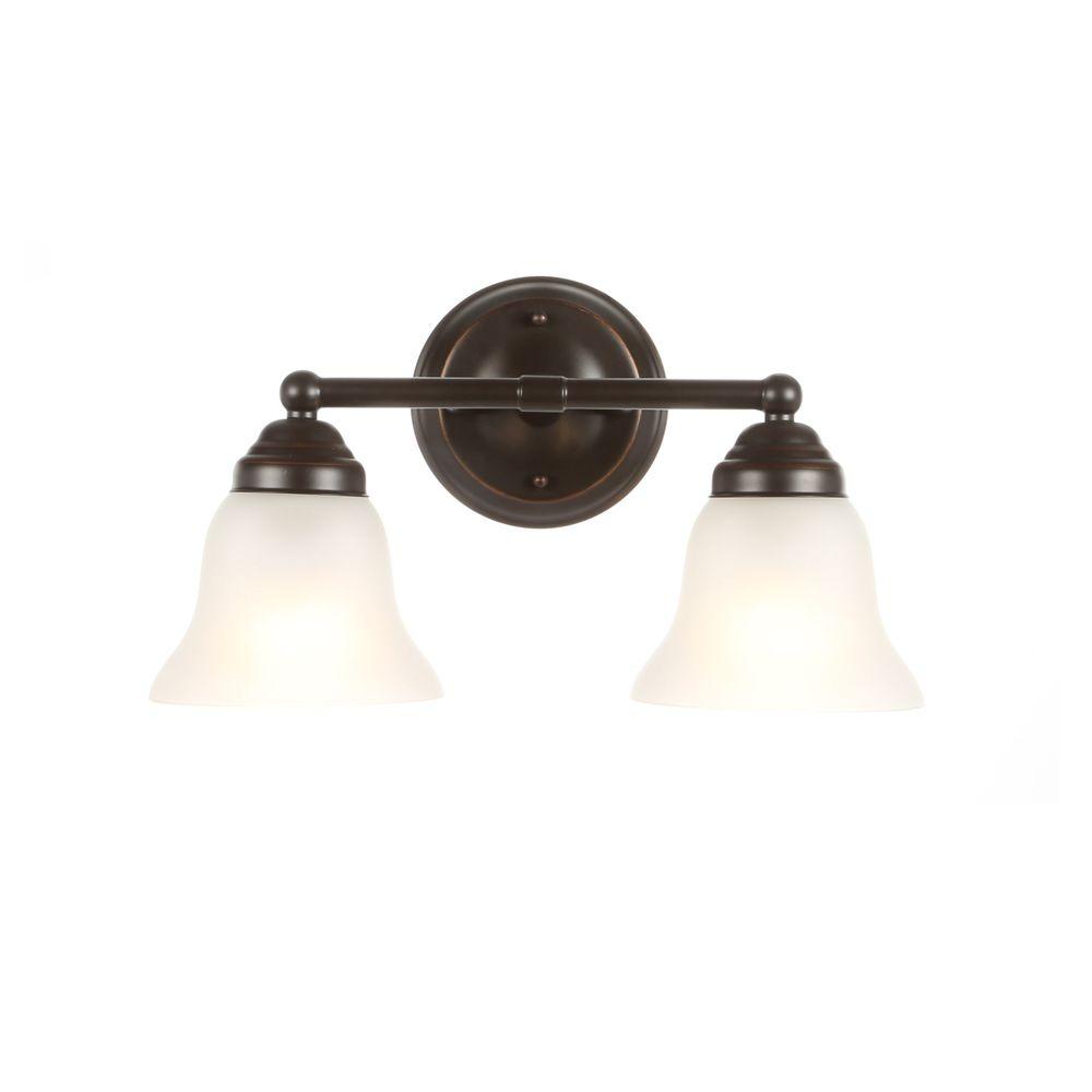 Ashhurst 2-Light Oil Rubbed Bronze Vanity Light with Frosted Glass Shades