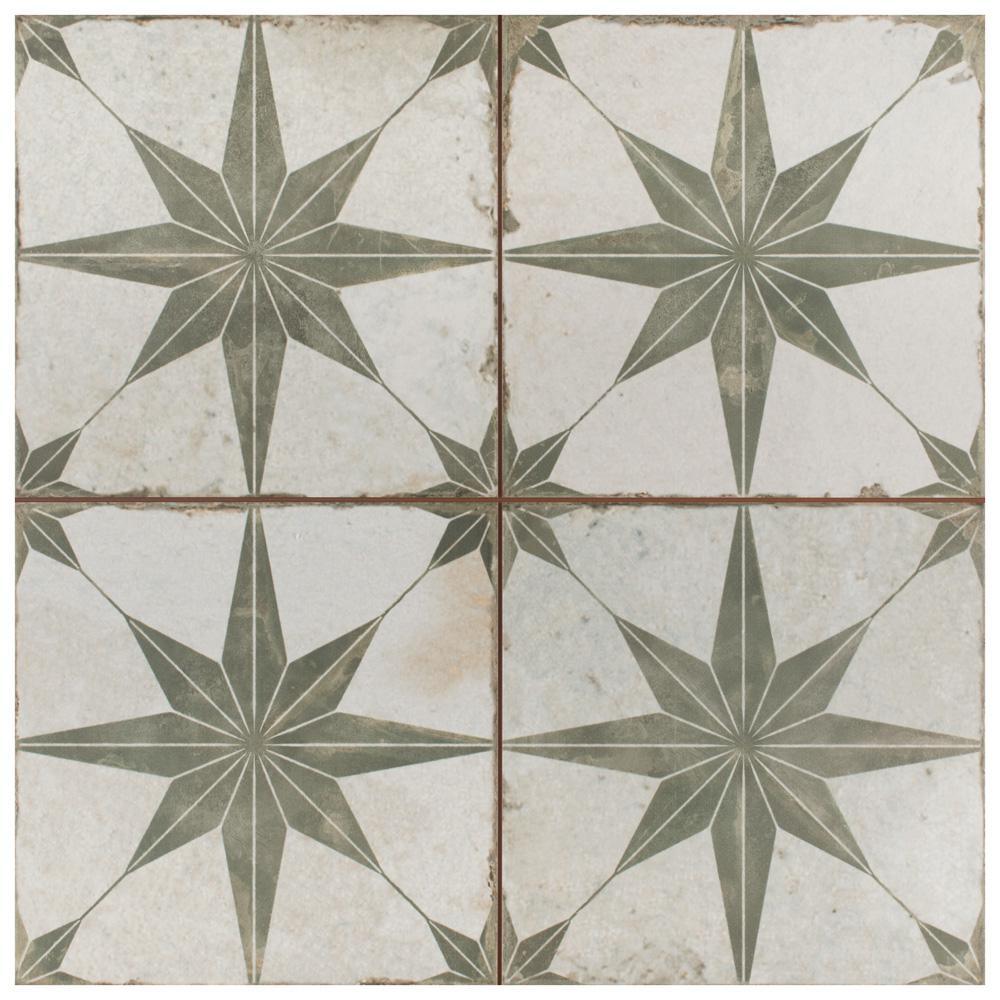 Merola Tile Kings Star Sage 17-5/8"x17-5/8" Ceramic F/W Tile