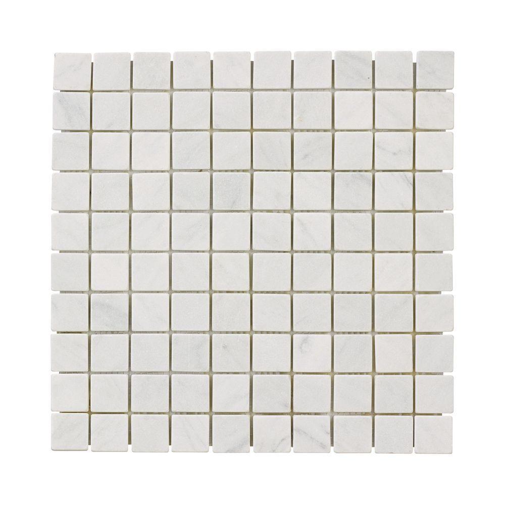 Jeffrey Court Carrara White 11.75 in. x 11.75 in. x 10 mm Honed Marble Mosaic Floor and Wall Tile