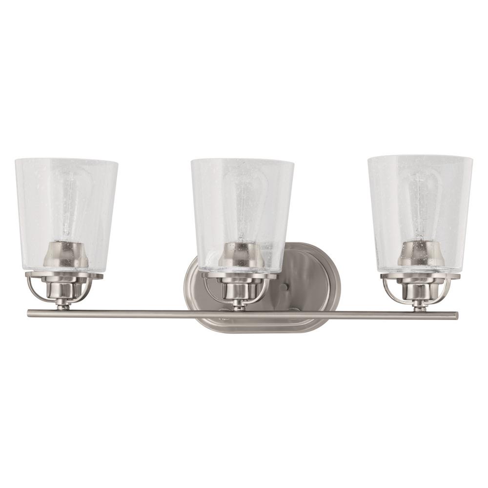 Inspiration 23.19 in. 3-Light Brushed Nickel Bathroom Vanity Light with Glass Shades