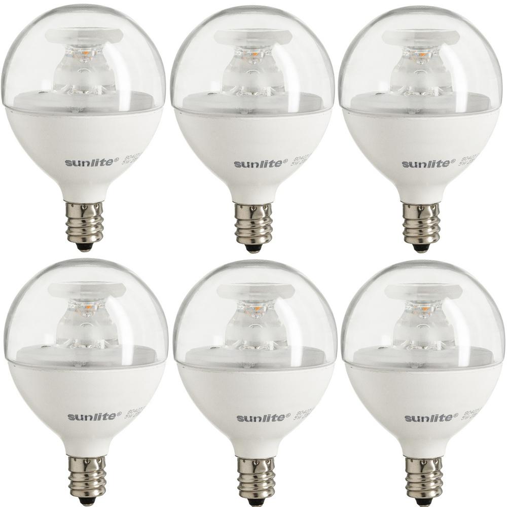 Sunlite 60-Watt Equivalent Clear Warm White G16.5 Dimmable LED Light Bulb (6-Pack)