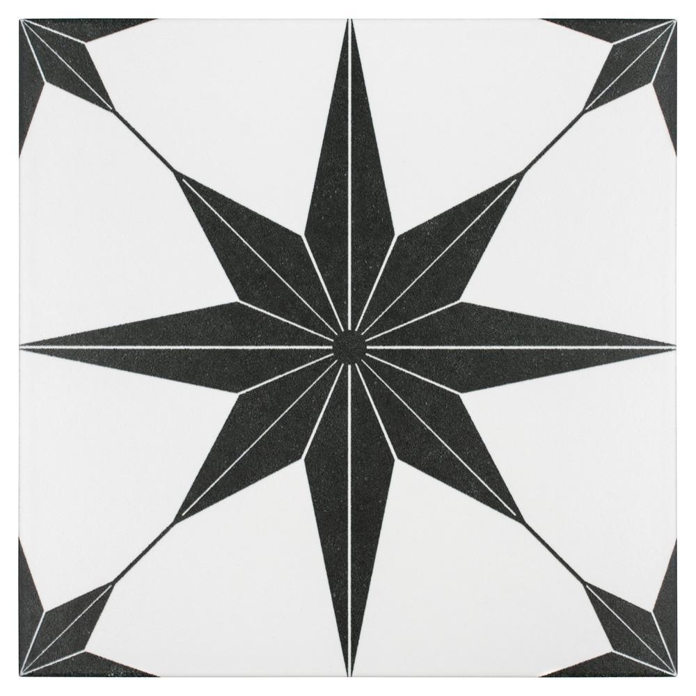 Merola Tile Stella Nero Encaustic 9-3/4 in. x 9-3/4 in. Porcelain Floor and Wall Tile (11.11 sq. ft. / case)