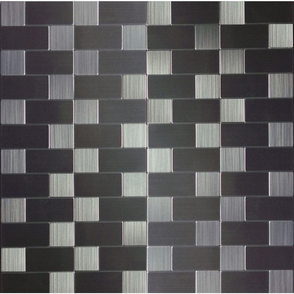 Instant Mosaic 12 in. x 12 in. x 6 mm Peel and Stick Brushed Stainless Metal Wall Tile