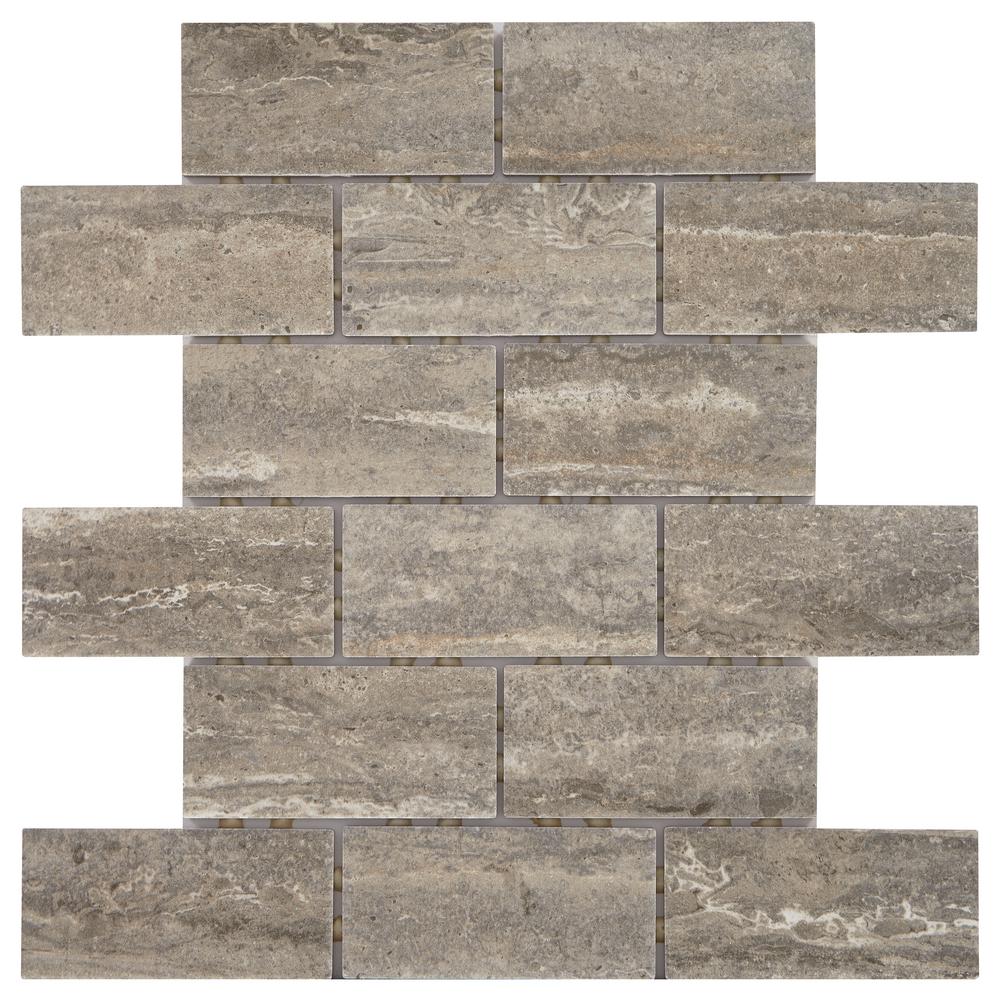 Daltile Stonehollow Smoky Taupe 12 in. x 12 in. x 6.35mm Ceramic Brick Joint Mosaic Floor and Wall Tile (0.83 sq. ft. / piece)