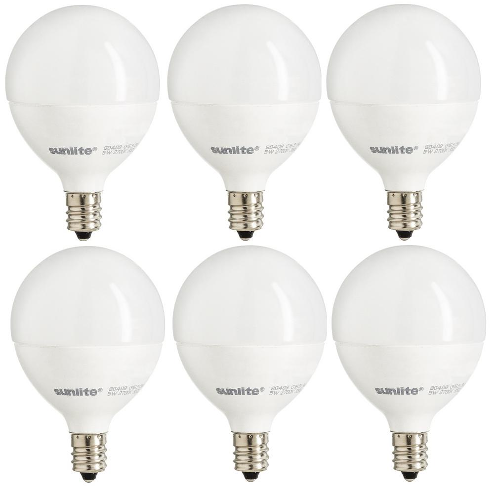 Sunlite 60-Watt Equivalent Frost Warm White G16.5 Dimmable LED Light Bulb (6-Pack)
