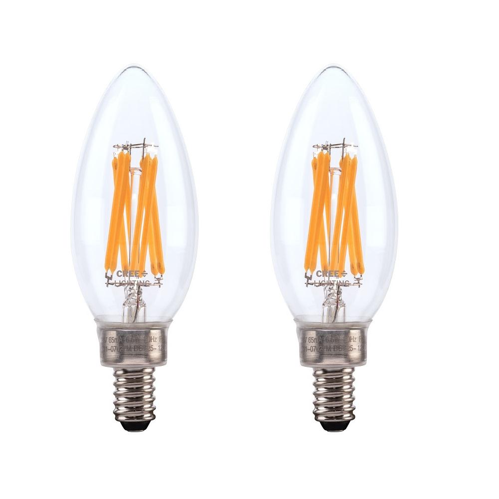 Cree 75-Watt Equivalent B11 Candelabra High Brightness Exceptional Light Dimmable E12 LED Light Bulb Daylight (2-Pack)
