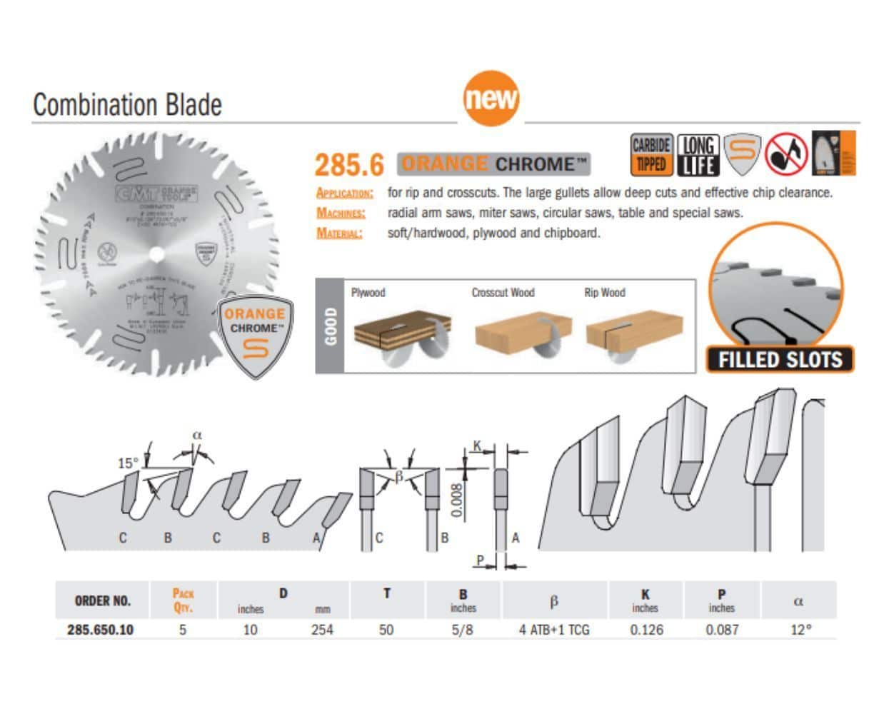 Chrome Combination Saw Blades