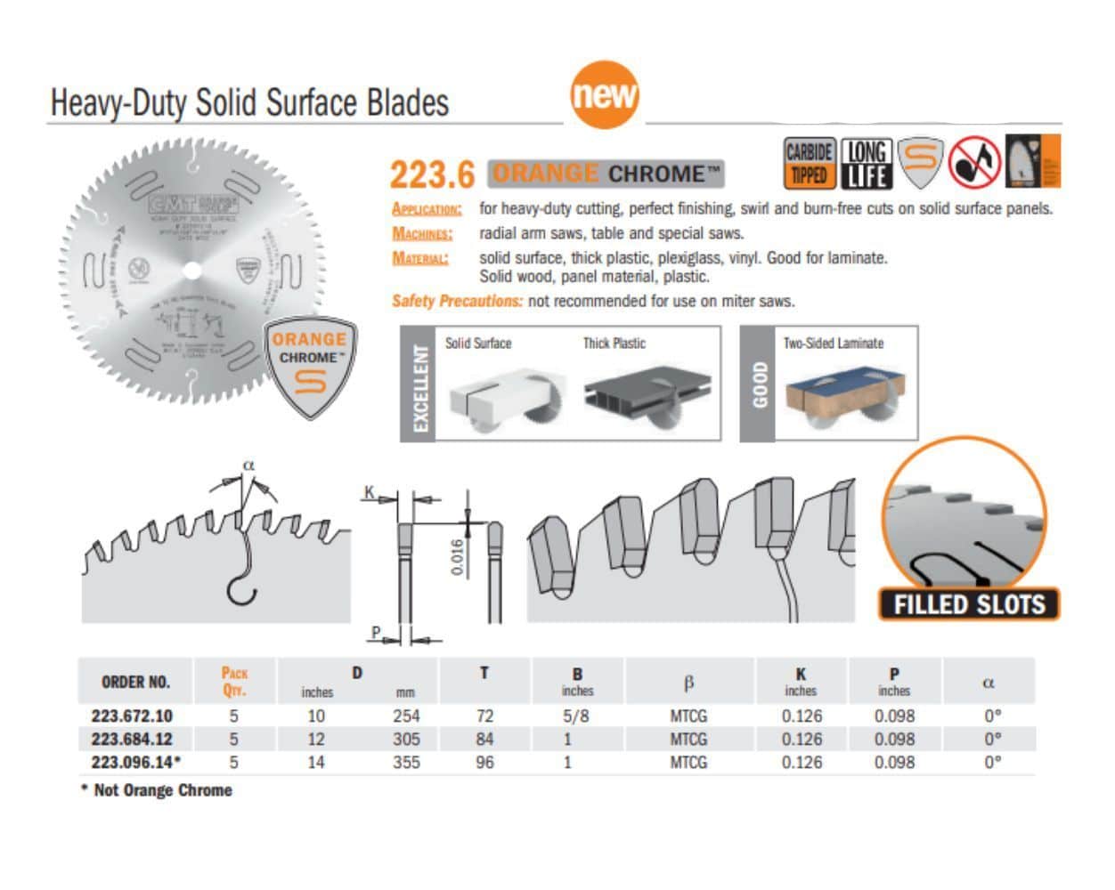 Chrome Heavy Duty Solid Surface Saw Blades