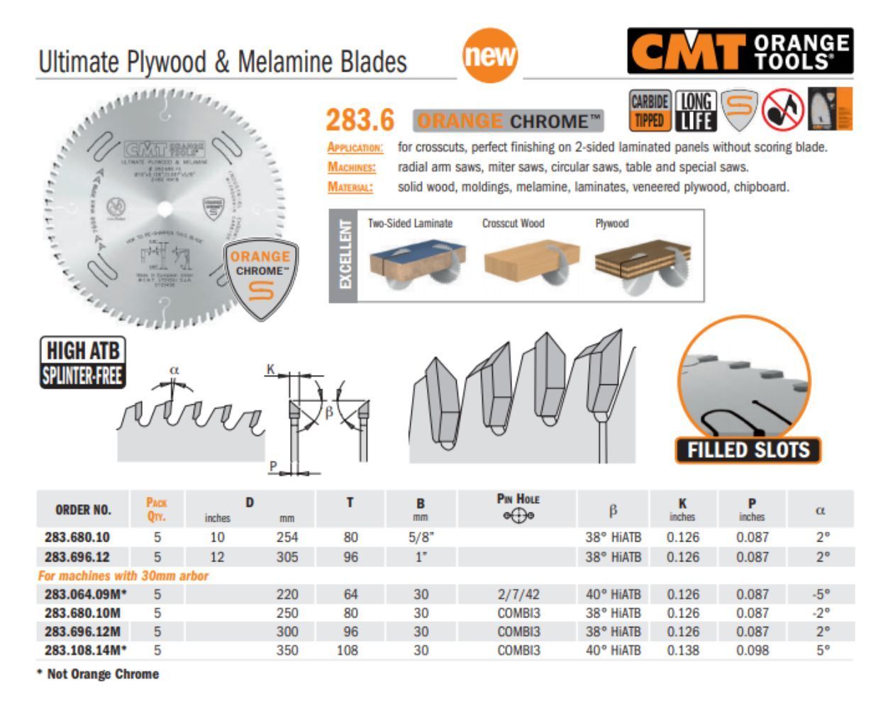 Chrome Ultimate Plywood & Melamine Saw Blades