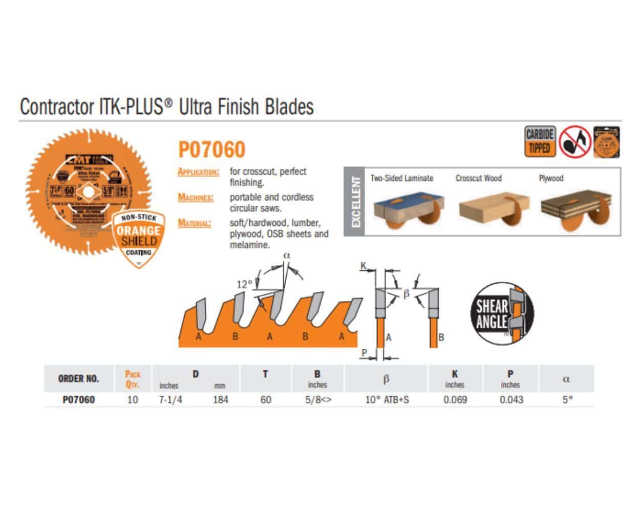 Contractor ITK-PLUS Ultra Finish Saw Blades