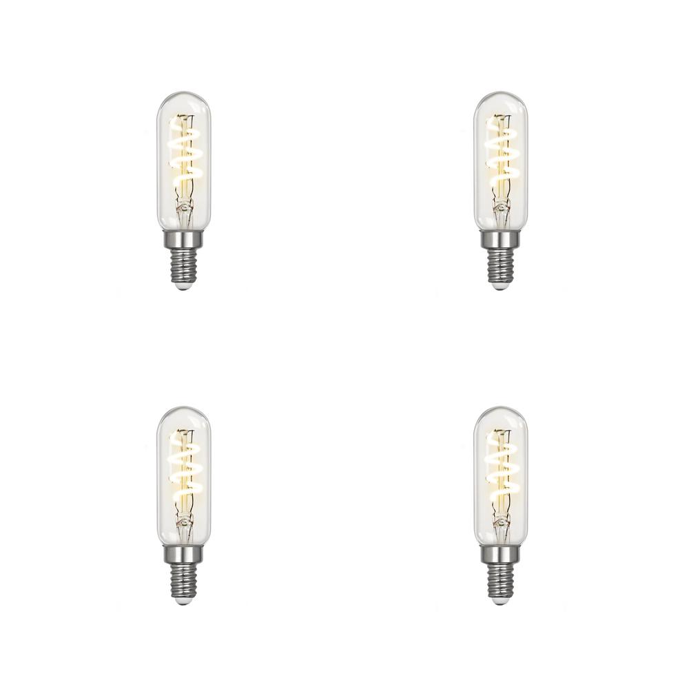 Feit Electric 25-Watt Equivalent T6 Candelabra Dimmable LED Clear Glass Vintage Light Bulb with Spiral Filament Bright White (4-Pack)