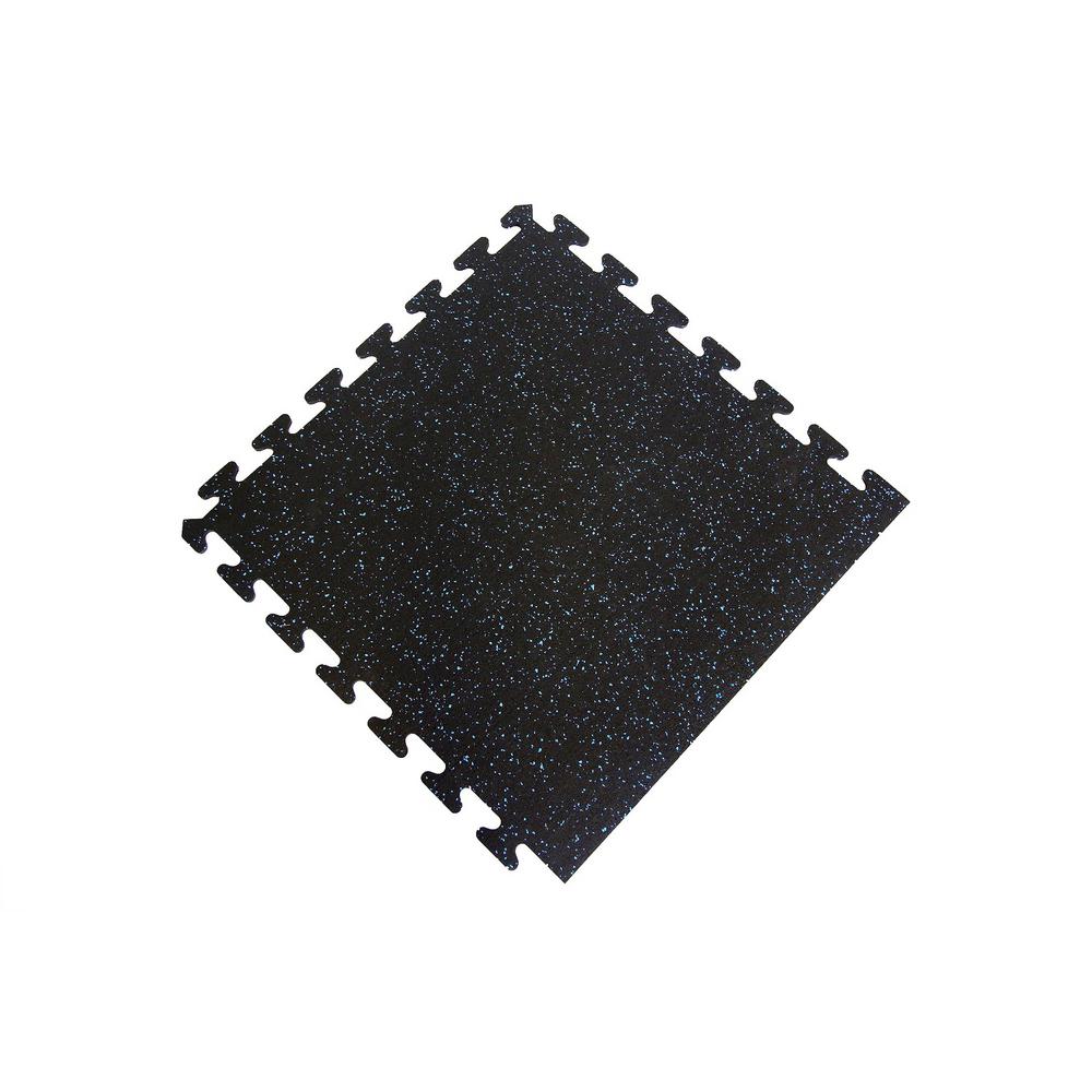 Black with Blue Speck 24 in. x 24 in. Finished Side Recycled Rubber Floor Tile (16 sq. ft./ case)
