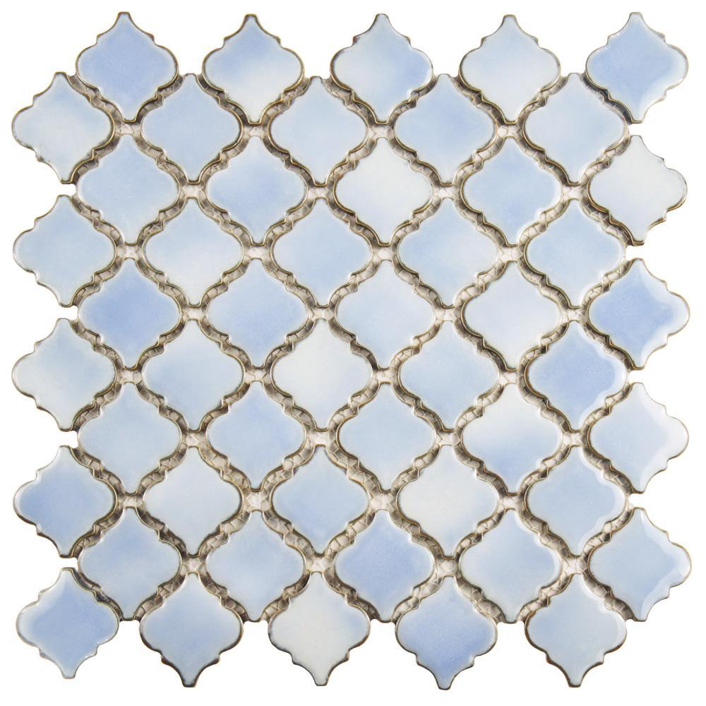 Merola Tile Hudson Tangier Frost Blue 12 in. x 12 in. Porcelain Mosaic Tile (10.96 sq. ft. / Case)