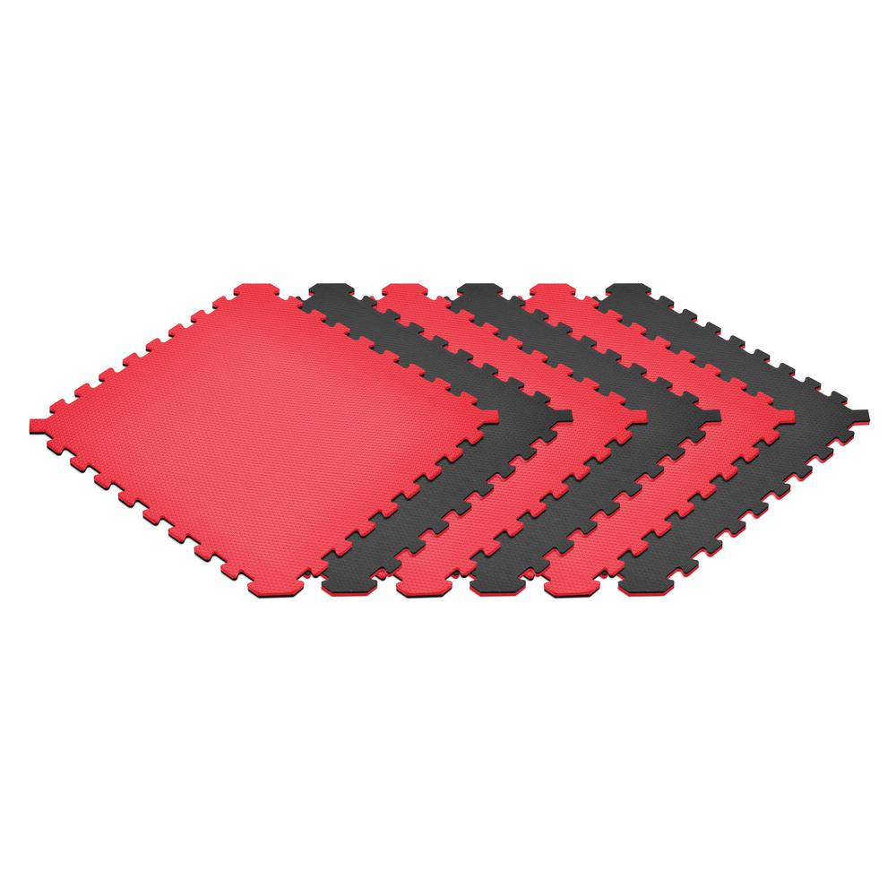 Norsk Red/Black 24 in. x 24 in. EVA Foam Truly Reversible Interlocking Tile (24-Tile)