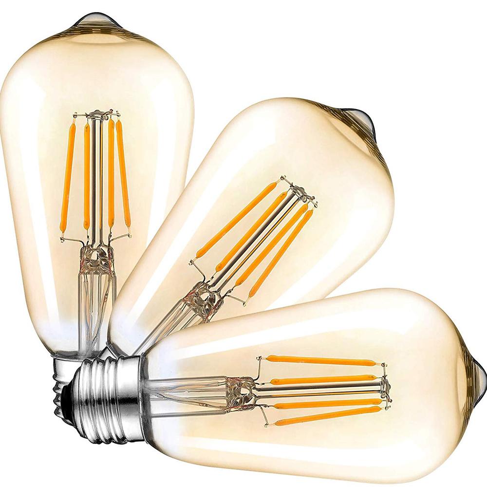 100-Watt Equivalent ST64 Handmade Dimmable LED Filament Light Bulb Clear 2700K Warm 1000 Lumen UL & ENERGY STAR (3-Pack)