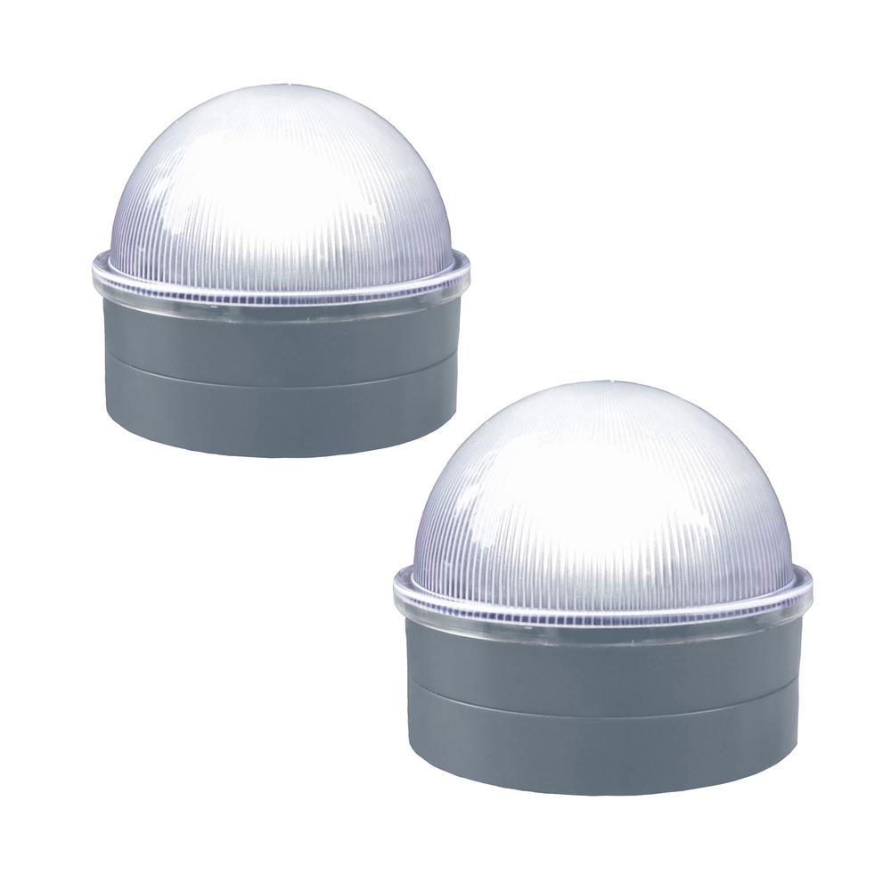 Silver Chainlink Summit Solar Post Cap LED Post Cap (2-Pack)