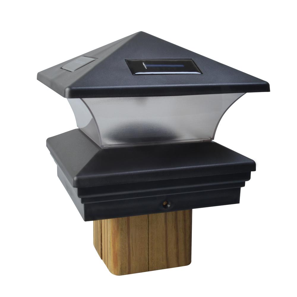 Solar Black Outdoor Integrated LED Post Cap Deck Light