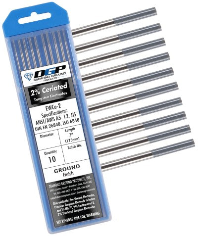 Diamond Ground 2% Ceriated Tungsten Electrode CE2-5/32