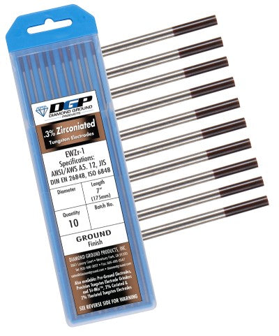 Diamond Ground 0.3% Zirconiated Tungsten Electrode ZI-3/32