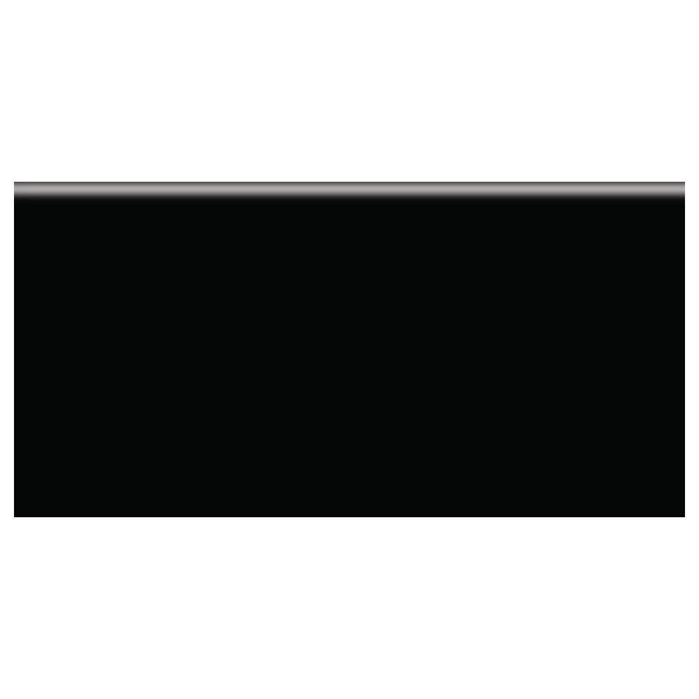 Daltile Rittenhouse Square 3 in. x 6 in. Black Ceramic Bullnose Wall Tile (0.125 sq. ft. / piece)