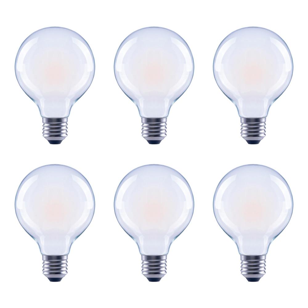 60-Watt Equivalent G25 Globe Vanity Frosted Glass Vintage Edison Filament Dimmable LED Light Bulb Soft White (6-Pack)